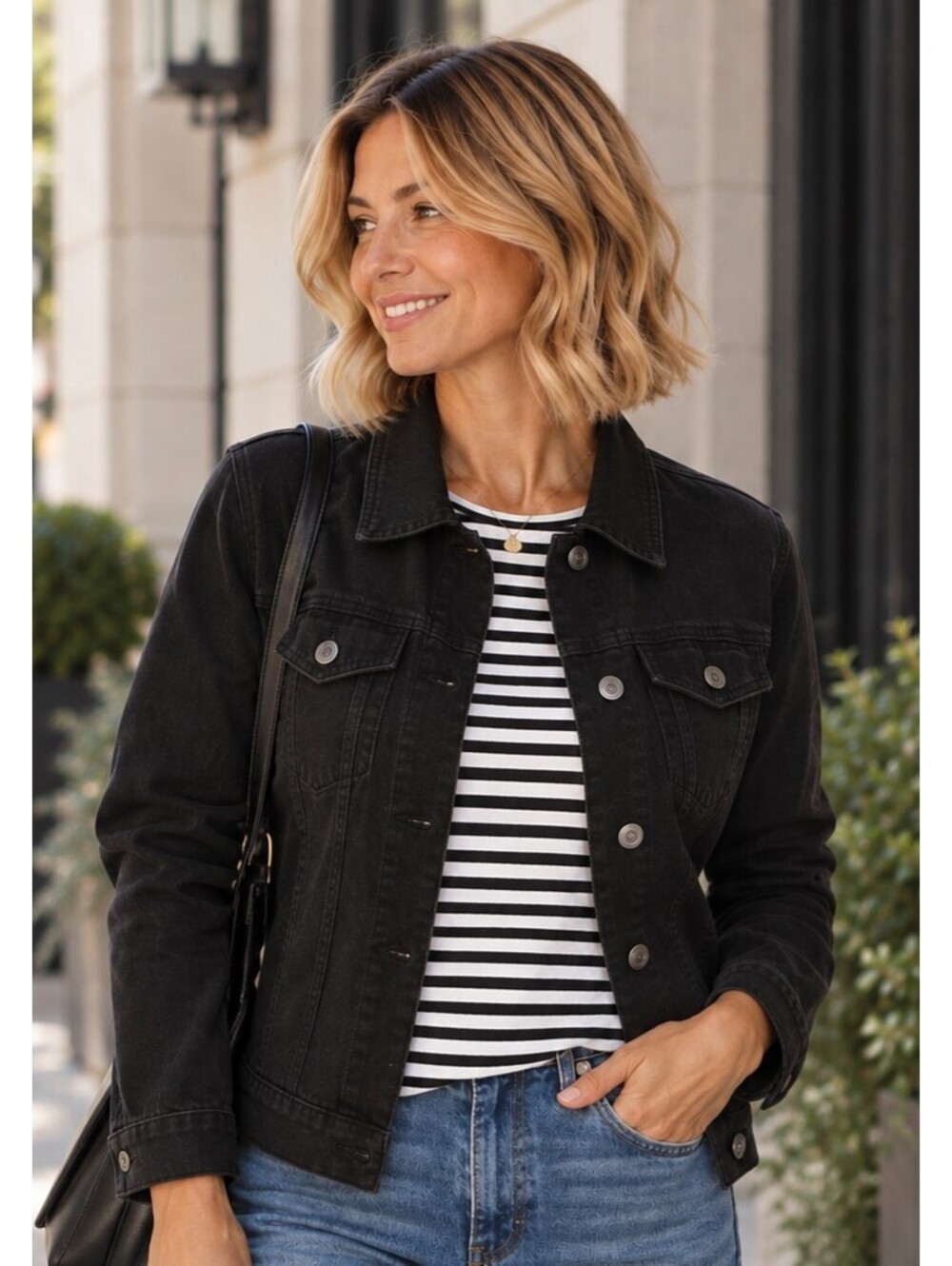Hollywood The Jean People Black Cotton Blend Jacket M – Made in Canada